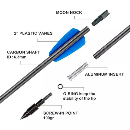 Carbon Bolt 180 Mm Black / 7.5 - W/2 Blue Vanes - 10uni
